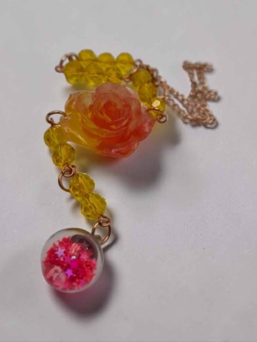 Handmade  Yellow and Pink Floral car charm